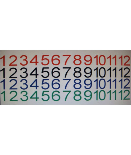 12 standard numbers white background